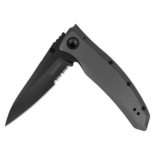 Grid Folding Pocket Knife, 3.7 inch Black Serrated Blade